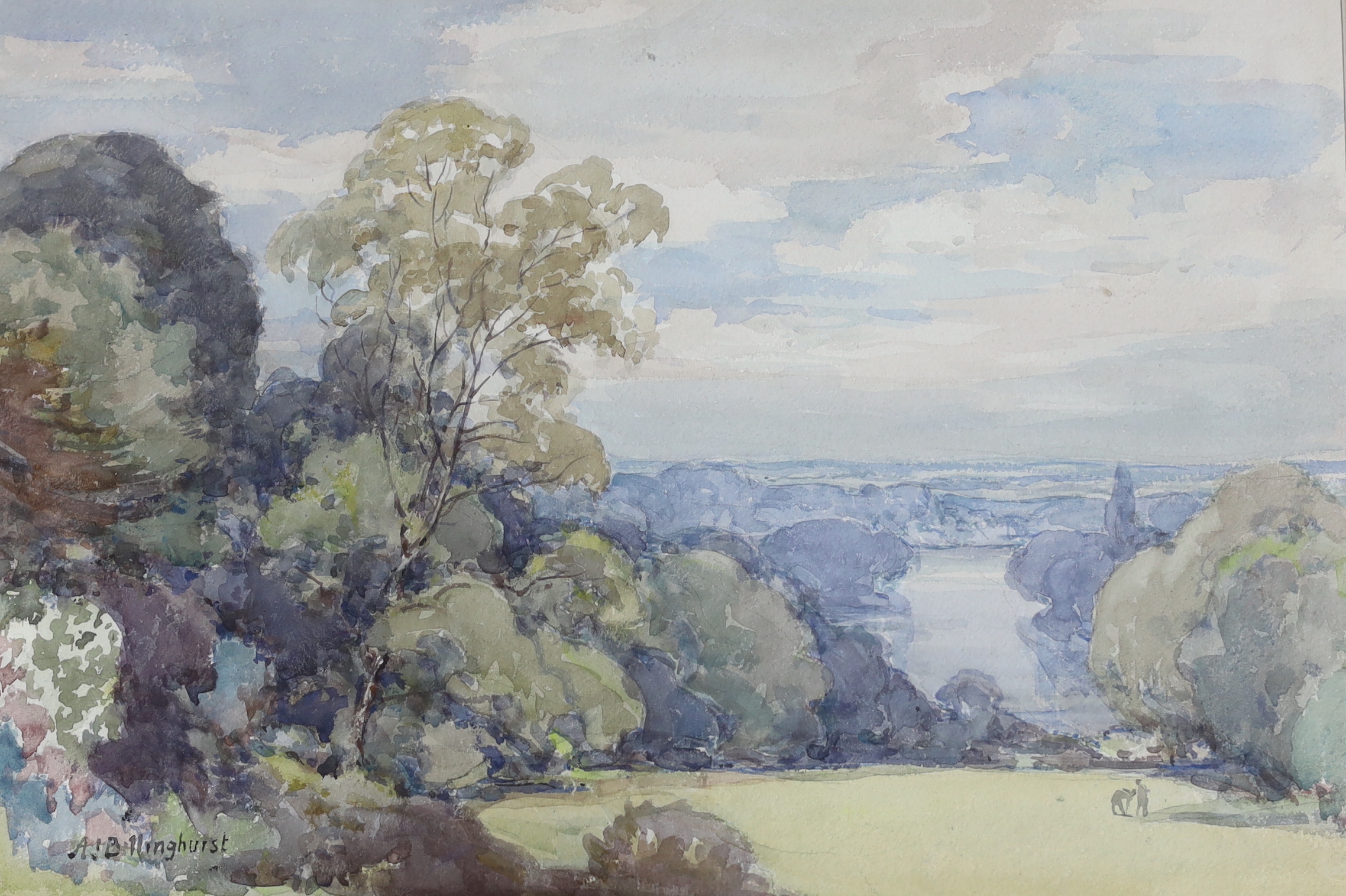 Alfred John Billingshurst (1880-1963), watercolour, View of The Thames from Richmond Hill , signed, 34 x 50cm